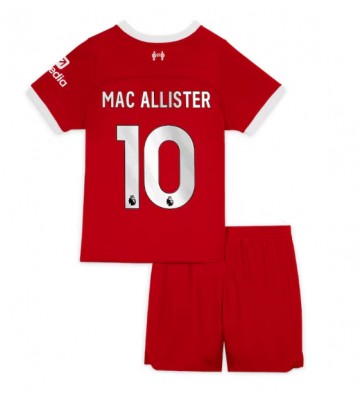 Lacne Dětský Futbalové dres Liverpool Alexis Mac Allister #10 2023-24 Krátky Rukáv - Domáci (+ trenírky)